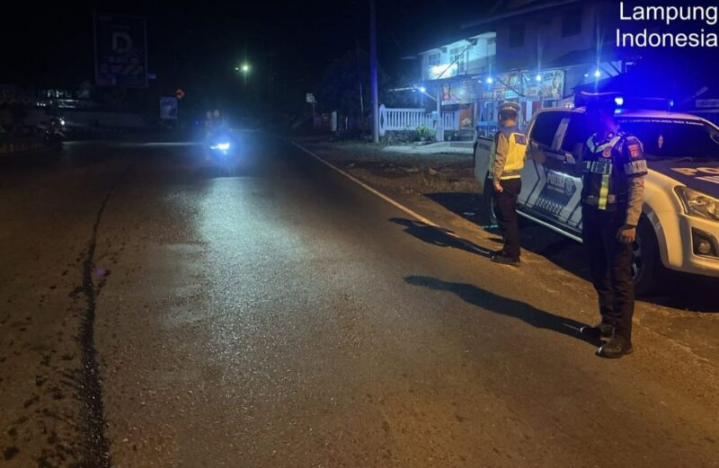 Tingkatkan Keamanan dan Keselamatan, Sat Lantas Polres Way Kanan Gelar Patroli Blue Light